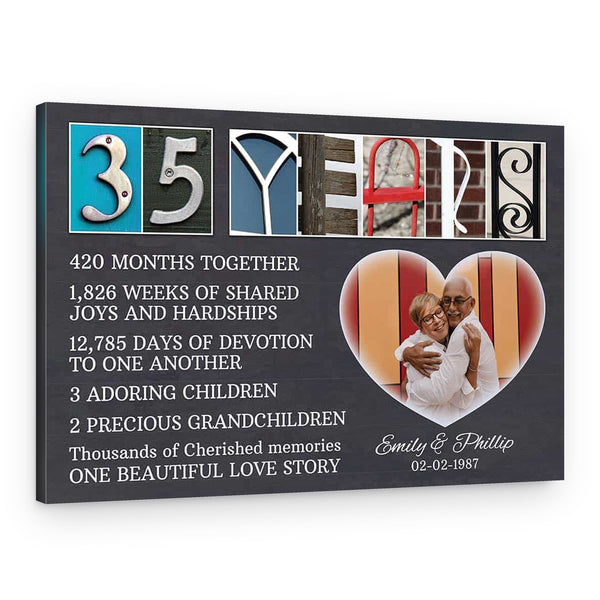 35 Years Wedding Anniversary Letter Art Canvas Print