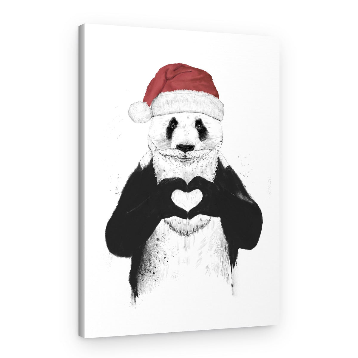 Panda Santa Heart Hands – Canvas Print