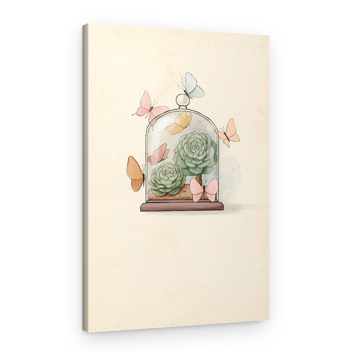 Whimsical Butterflies Glass Cloche – Canvas Print