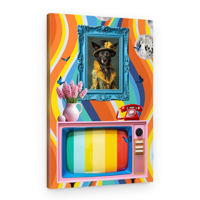 Eclectic Retro Dog Portrait – Canvas Print