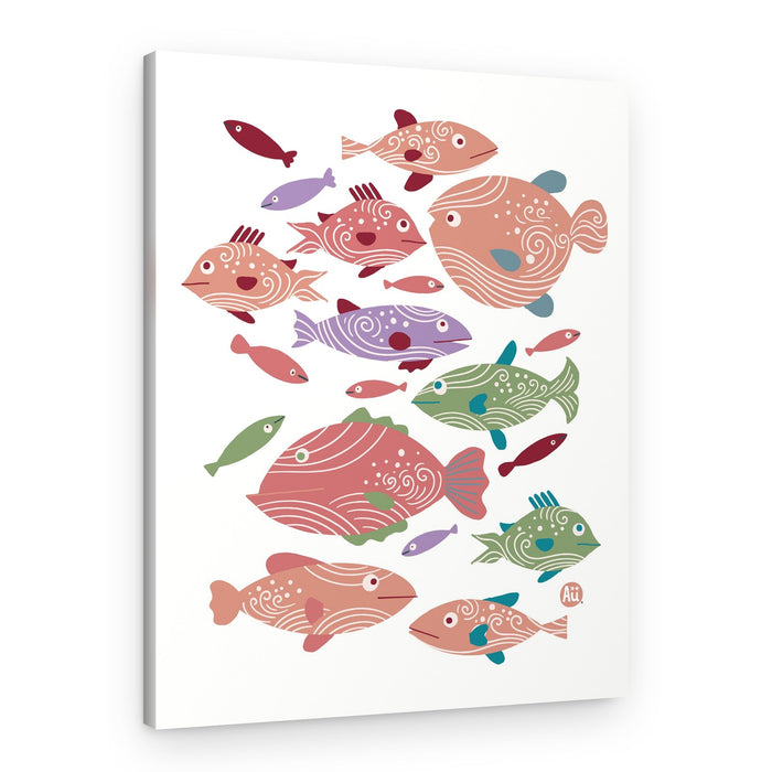 Whimsical School of Fish – Canvas Print