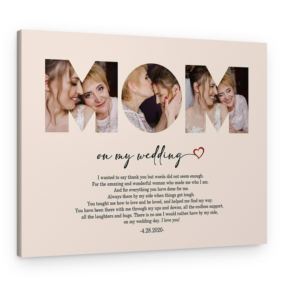 Wedding Gift for Mom from Daughter Photo Collage Canvas Print – Canvas Print – Design A