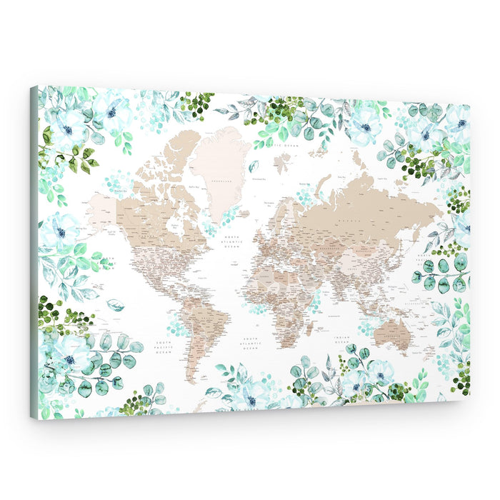 Botanical World Map – Canvas Print