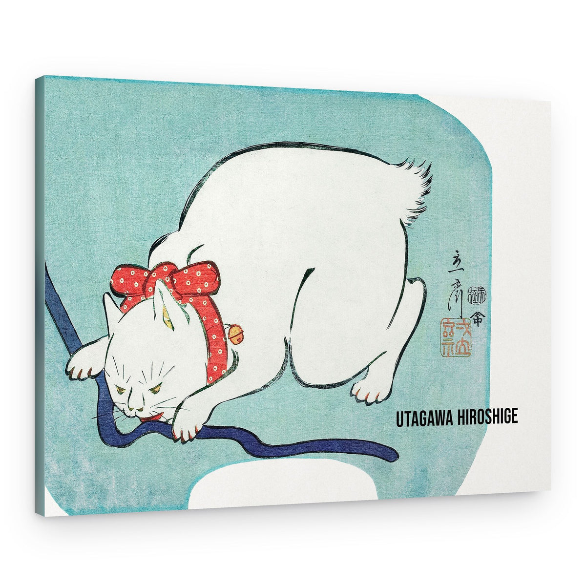 Japanese White Cat (1863) Vintage Woodblock Print – Canvas Print