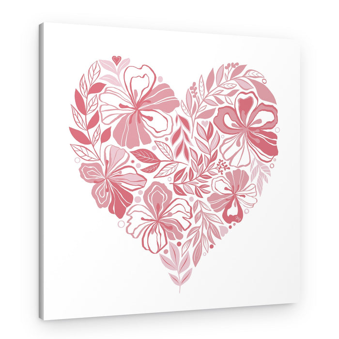 Pink Floral Heart – Canvas Print