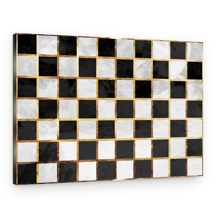 Gold Marble Checkerboard – Canvas Print