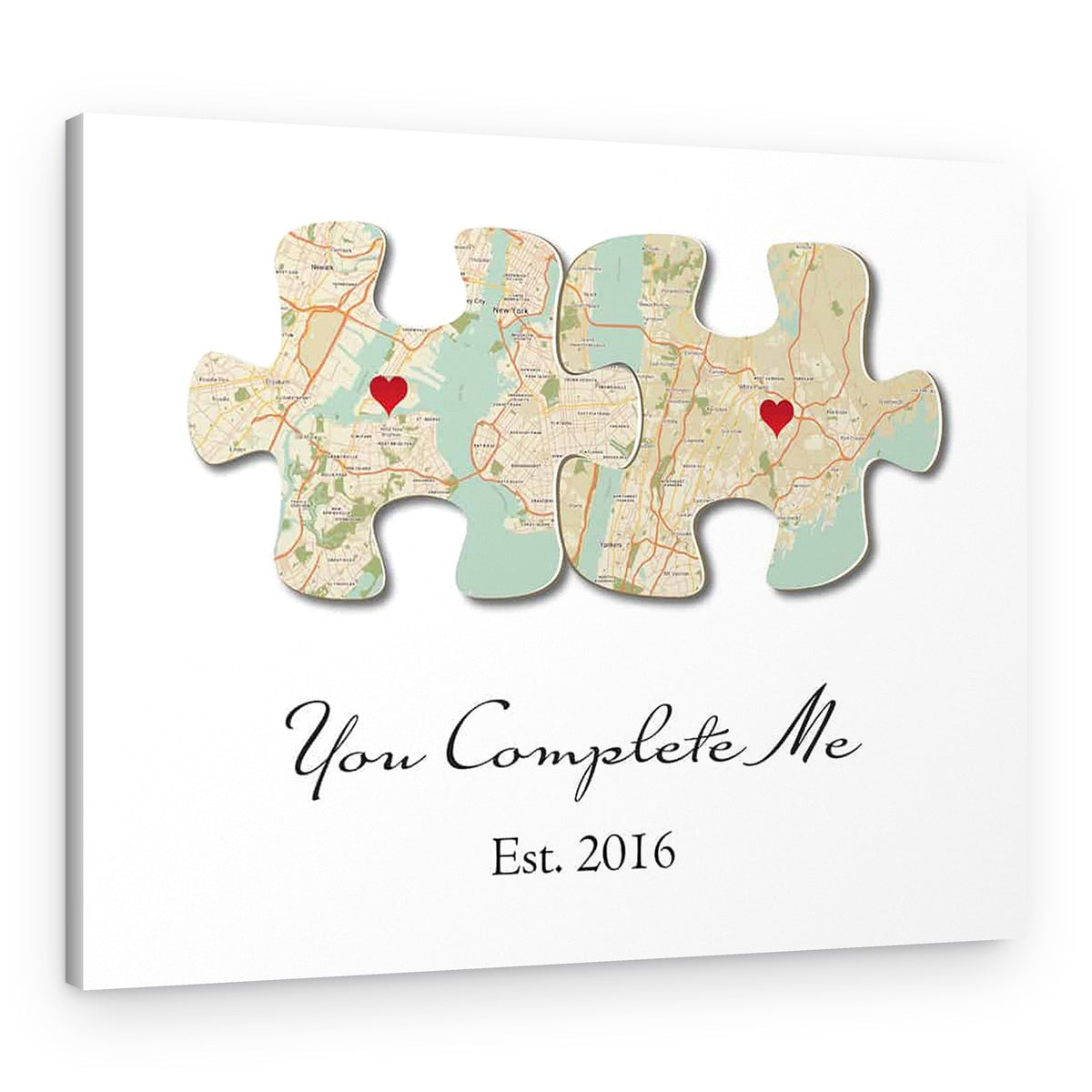 You Complete Me Custom Text and Map Canvas Print – Canvas Print