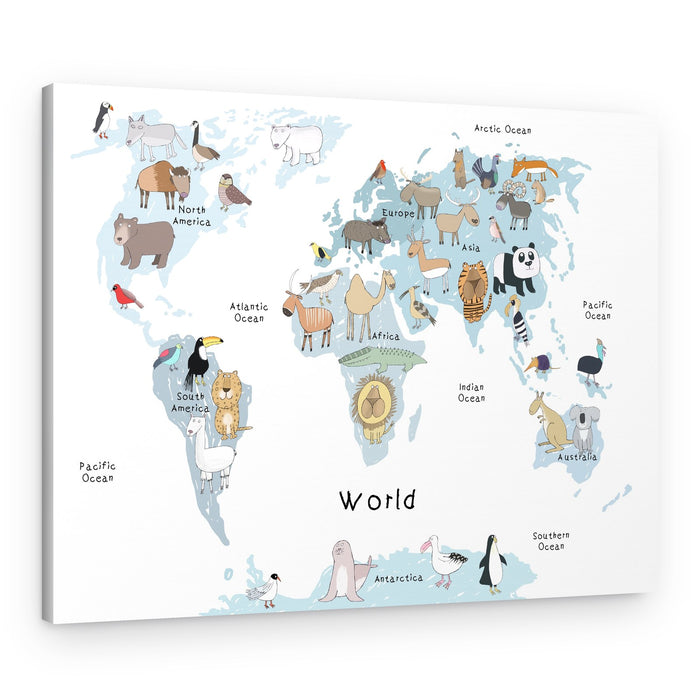 Illustrated World Animals – Canvas Print