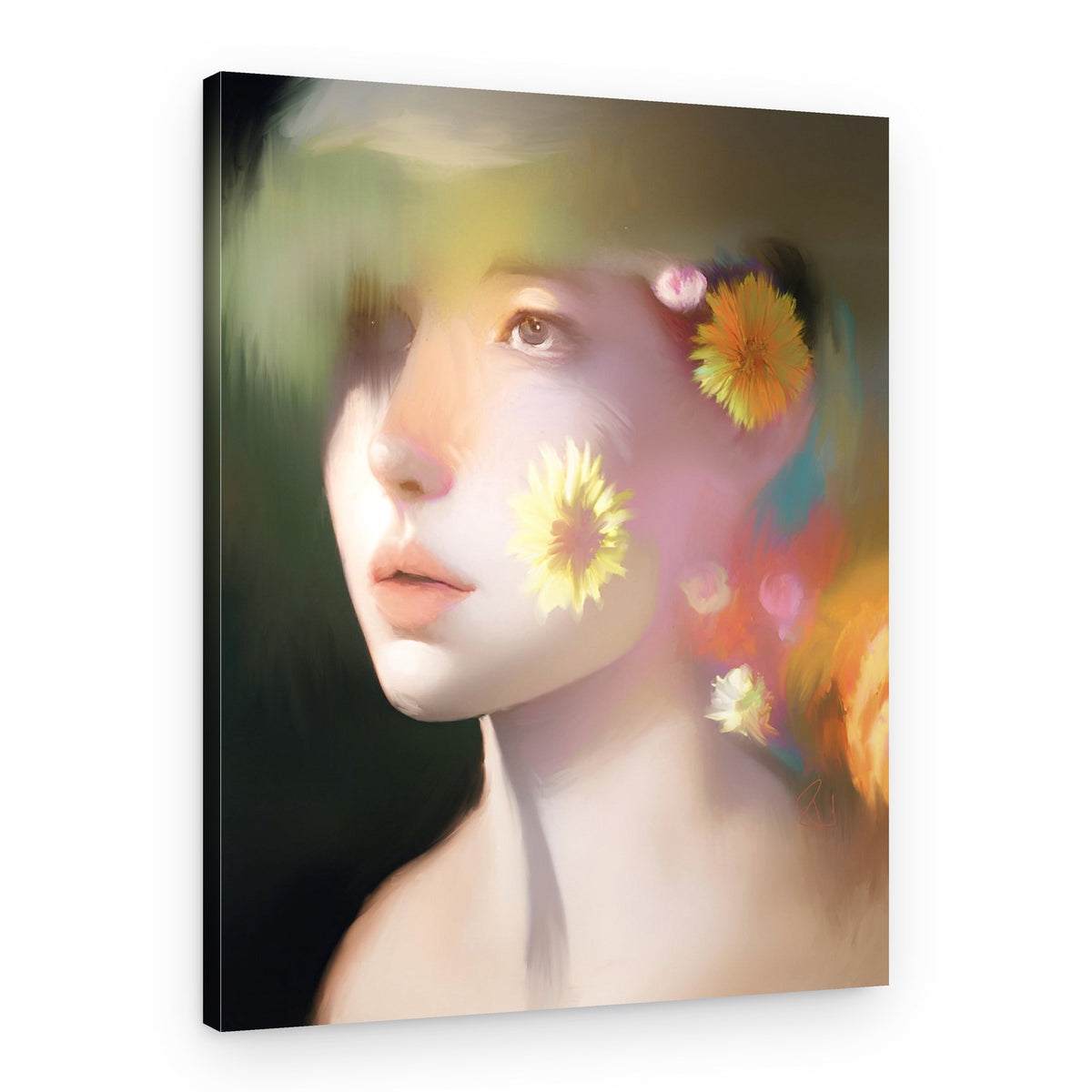 Dreamy Floral Portrait – Canvas Print