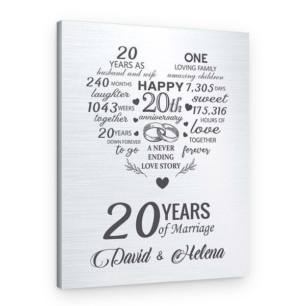 20th Custom Anniversary Milestone – A Never Ending Love Story Canvas Print