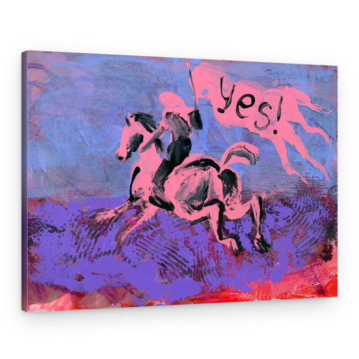 Pink Horse Yes Flag – Canvas Print
