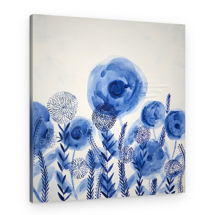 Blue Watercolor Blooms – Canvas Print