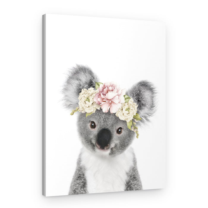 Cute Koala Flower Crown – Canvas Print