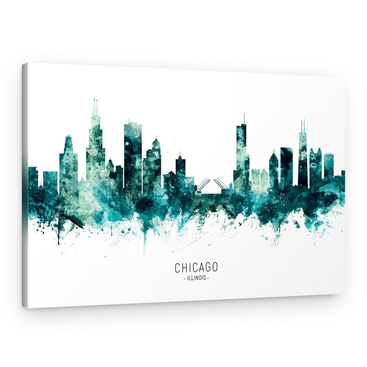 Teal Chicago Skyline – Canvas Print