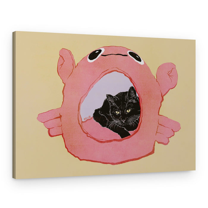 Black Cat Crab Home – Canvas Print