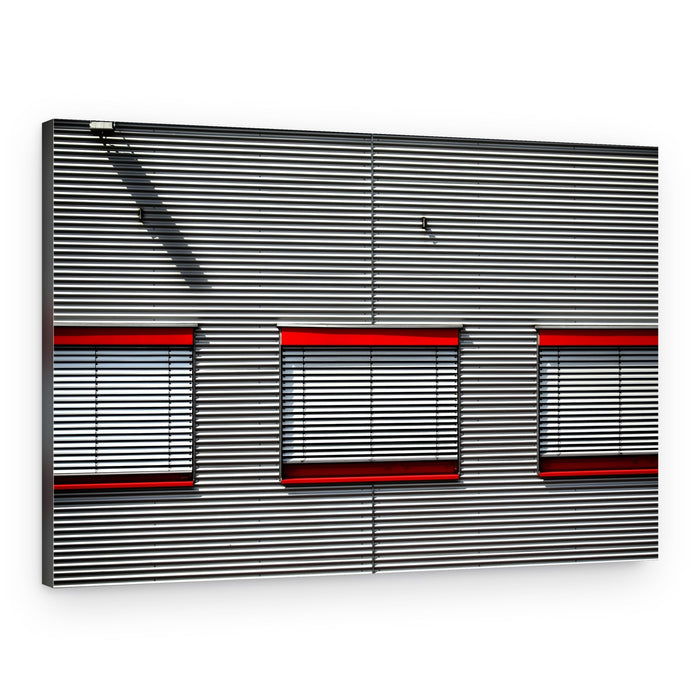 Red Windows Striped Facade – Canvas Print