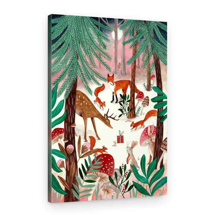 Surprise in the forest Christmas – Canvas Print