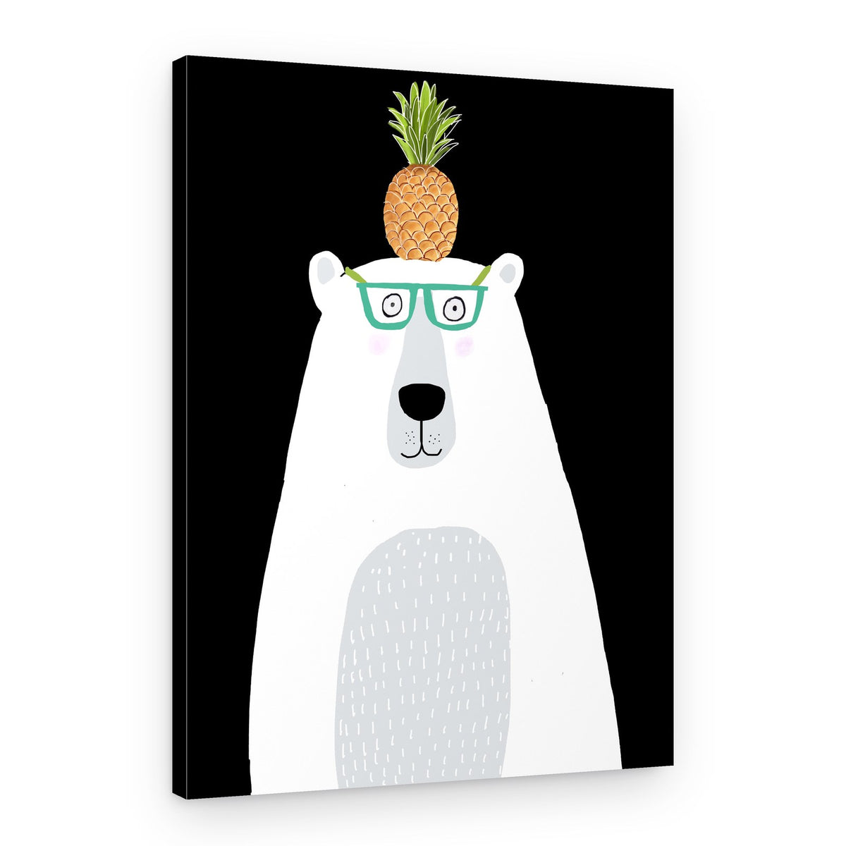 Whimsical Bear Pineapple Glasses – Canvas Print