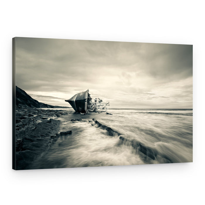 Beached Shipwreck Waves – Canvas Print