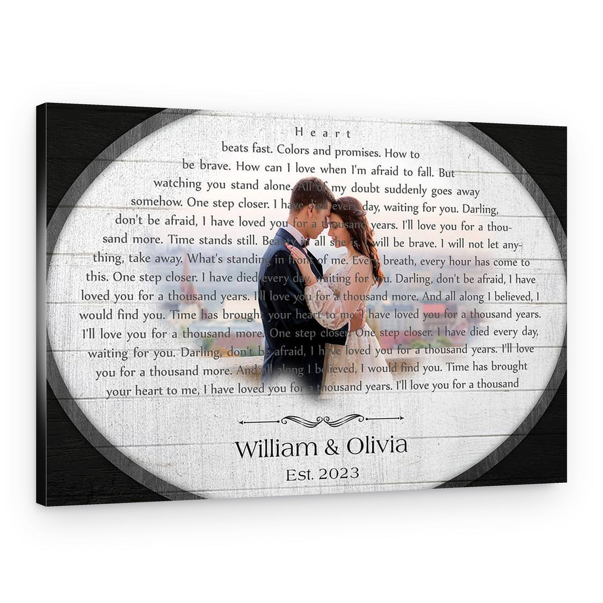 Custom Song Lyric & Photo Wood Canvas with Magnifying Glass Design – Canvas Print