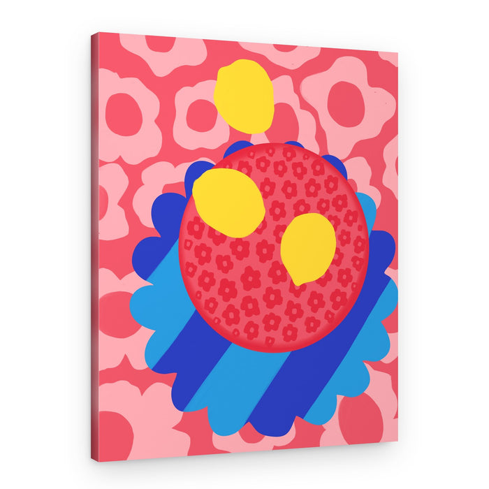 Floating Lemons Floral Table – Canvas Print