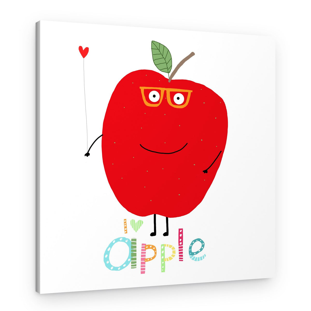 Happy Apple Character – Canvas Print