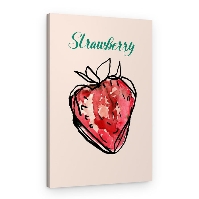 Fresh Strawberry Watercolor – Canvas Print