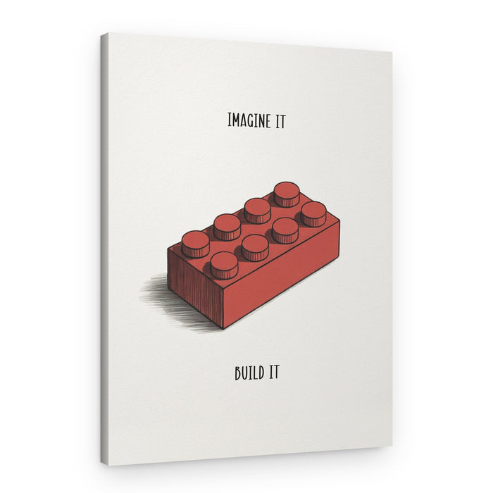 Imagine Build Red Block – Canvas Print