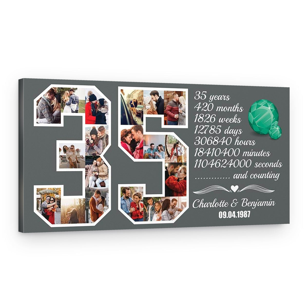 Custom Number 35 Photo Collage Milestone Canvas Print – Canvas Print