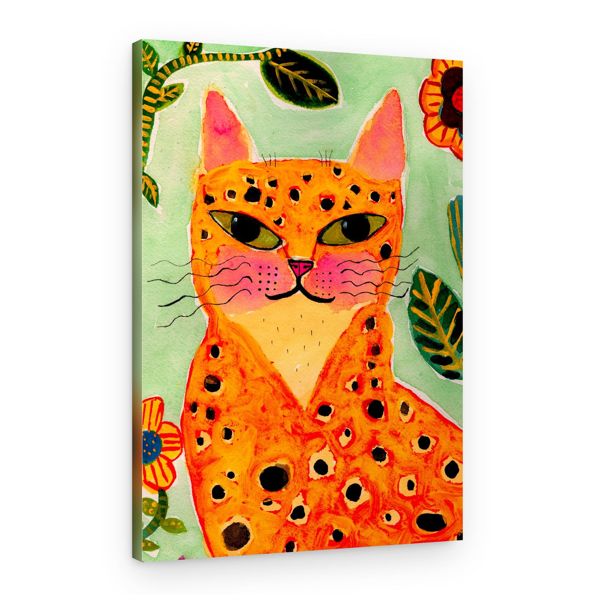 Whimsical Spotted Jungle Cat – Canvas Print