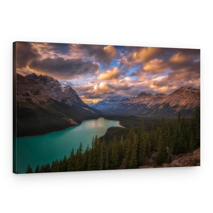 Vibrant Mountain Lake Sunset – Canvas Print