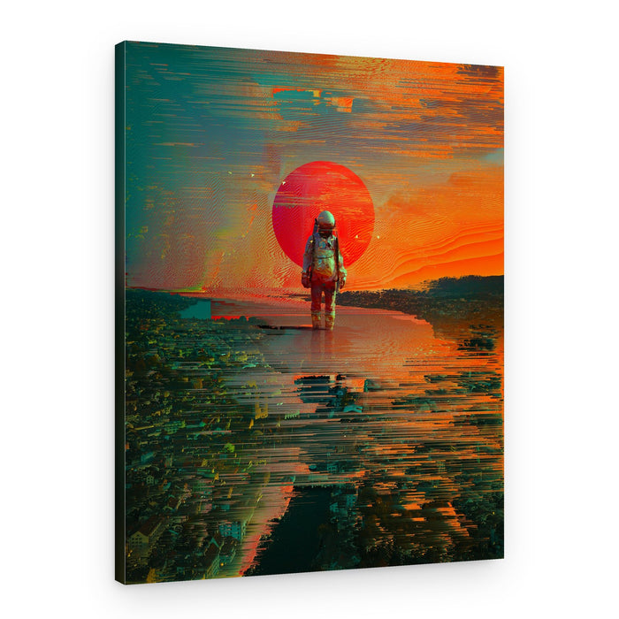 Astronaut Red Sun City – Canvas Print