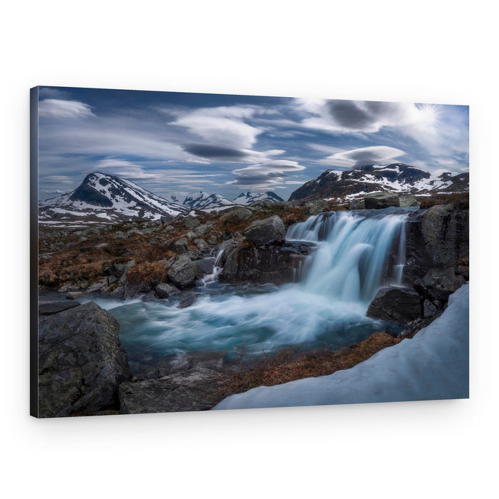Snowy Peak Waterfall – Canvas Print
