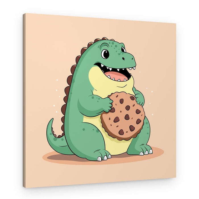 Hungry Dinosaur Cookie – Canvas Print