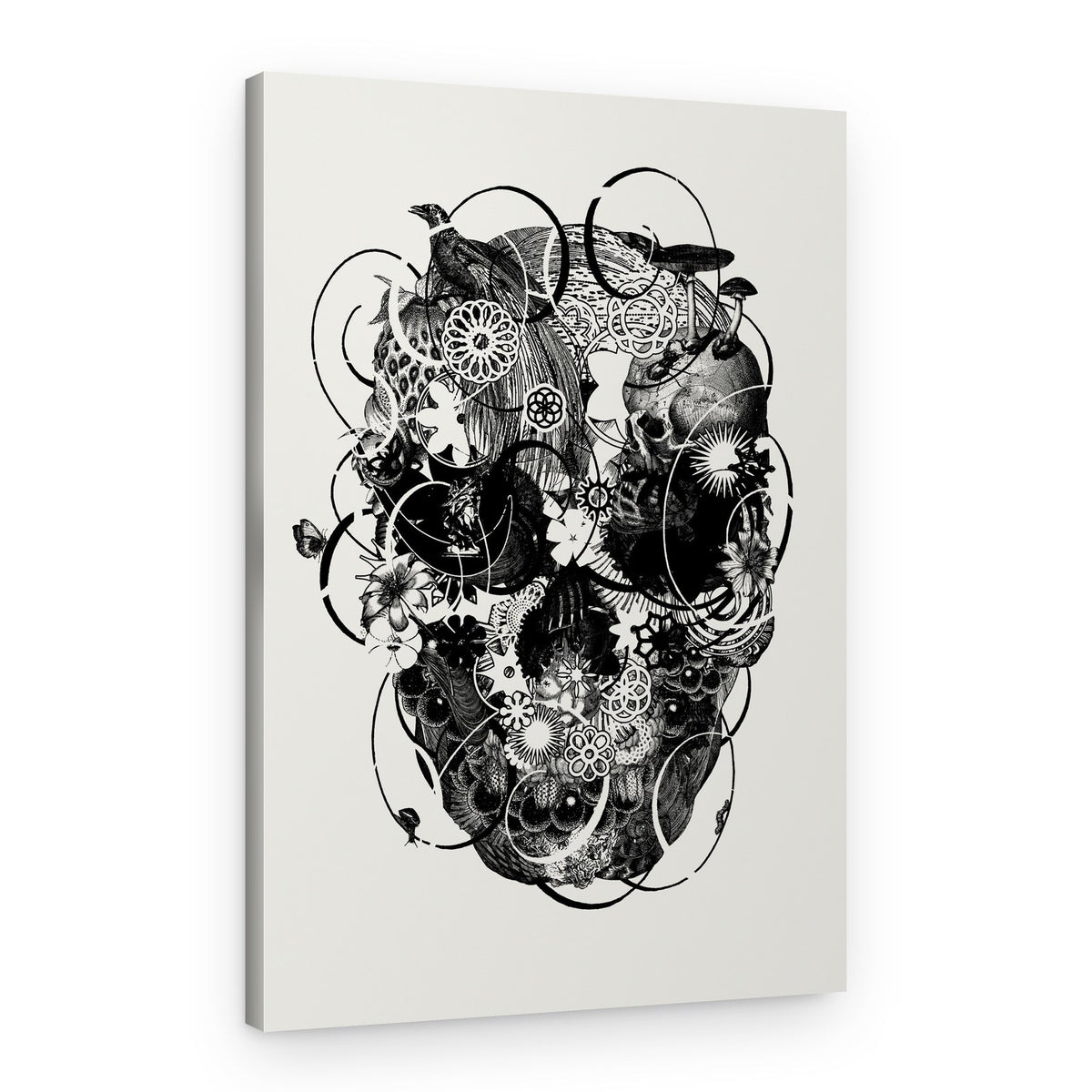 Floral Mechanical Skull – Canvas Print