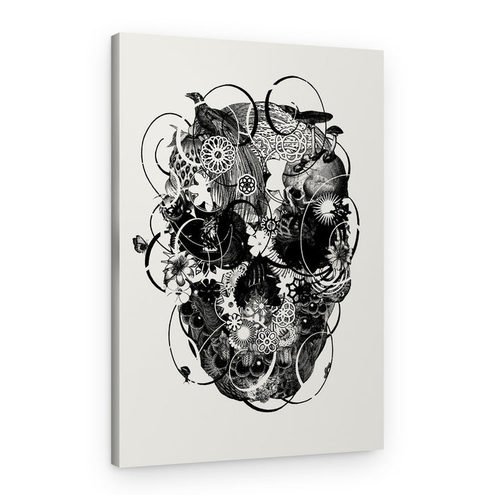 Floral Mechanical Skull – Canvas Print