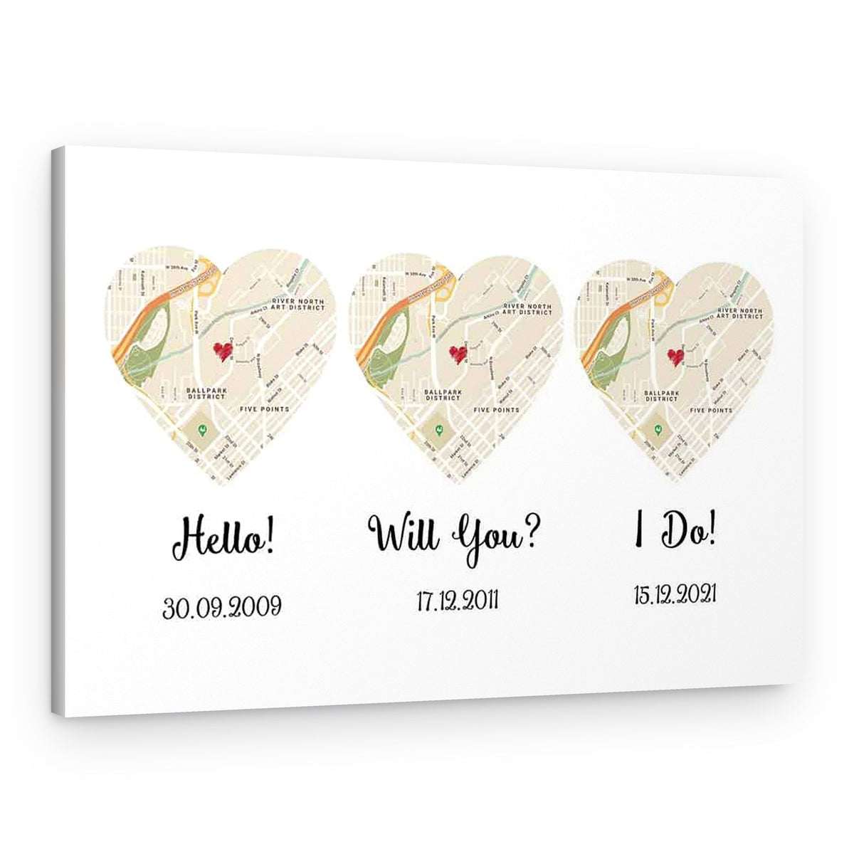 Hello – Will You – I Do Map – Retro Style – Canvas Print – Canvas Print – Without Names