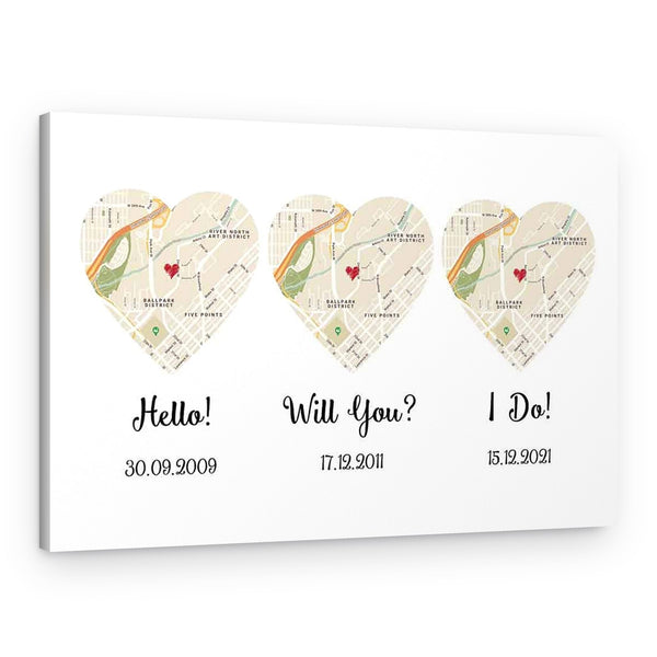 Hello – Will You – I Do Map – Retro Style – Canvas Print