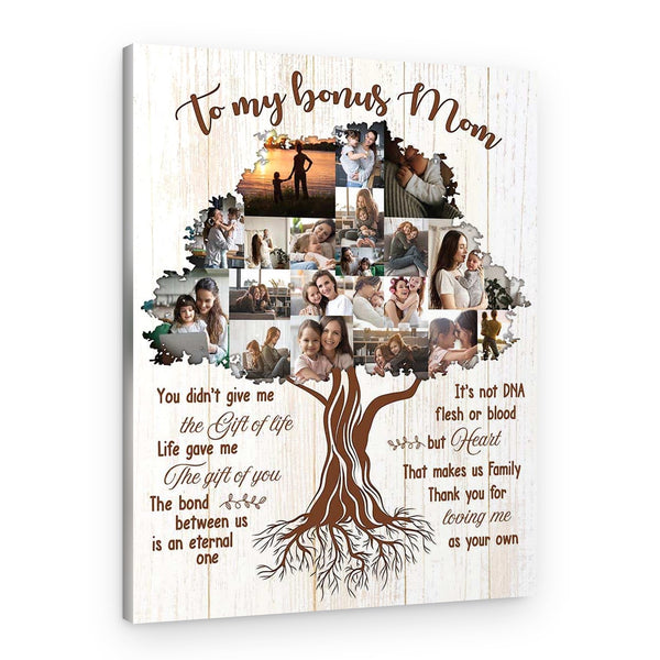Bonus Mom Gift Family Tree Collage Canvas Print