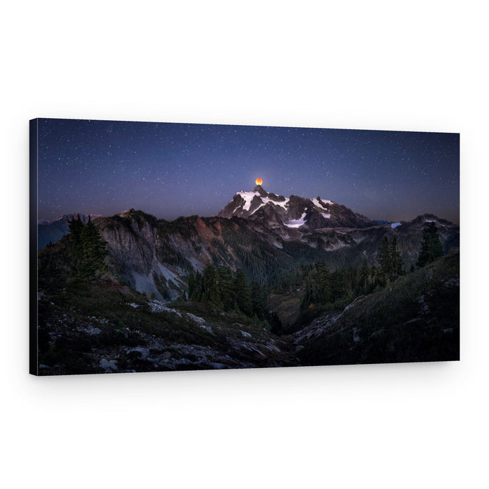 Red Moon Mountain Night – Canvas Print