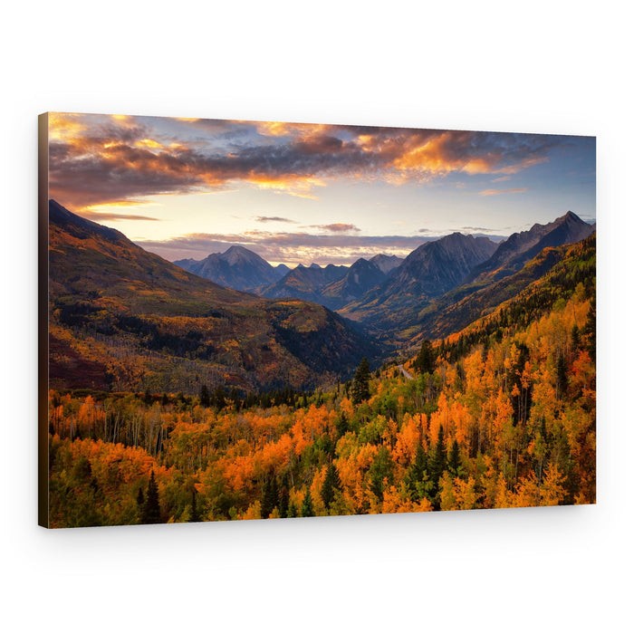 Golden Autumn Mountain Valley – Canvas Print