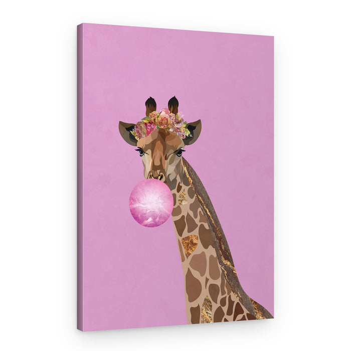 Pink Bubblegum Giraffe – Canvas Print