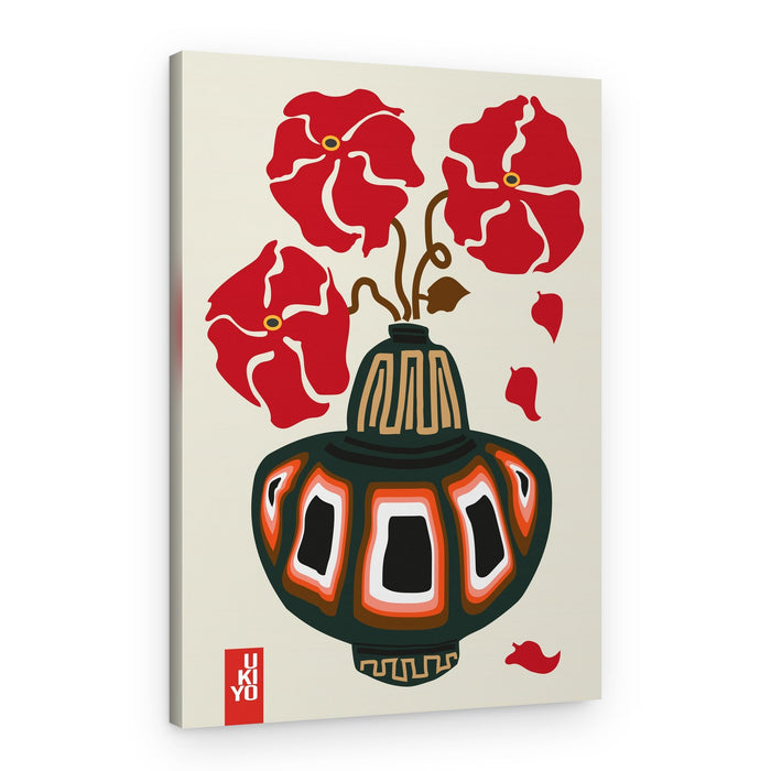Red Ukiyo Flowers – Canvas Print