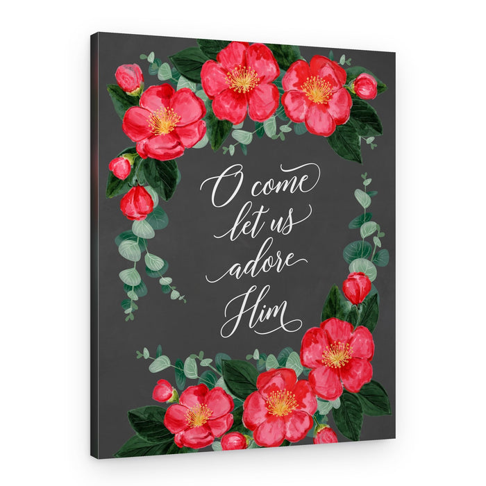 Christmas Adoration Floral Wreath – Canvas Print