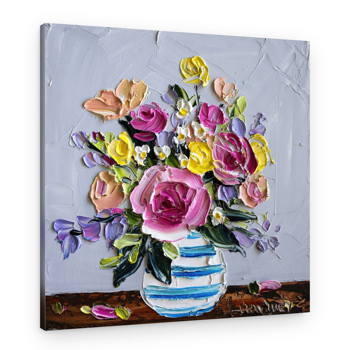 Vibrant Impasto Flowers – Canvas Print
