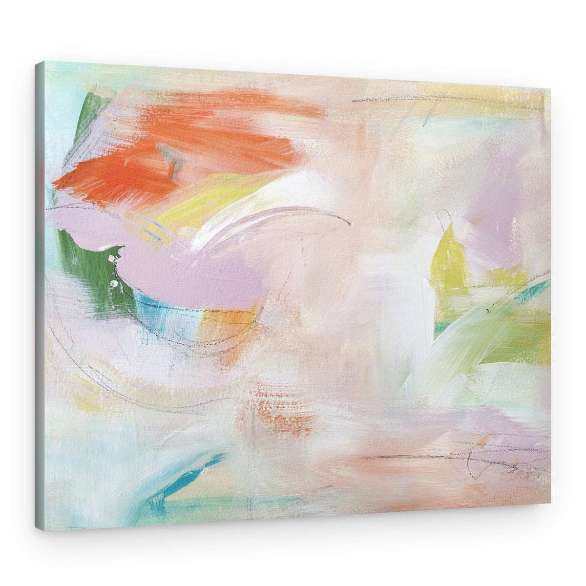 Dynamic Brushstrokes of Orange Green and Purple – Canvas Print