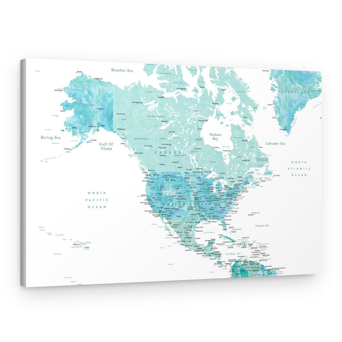 North America Watercolor Map – Canvas Print