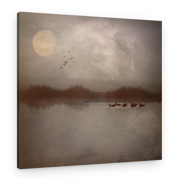 Waterfowl Under Pale Moon – Canvas Print
