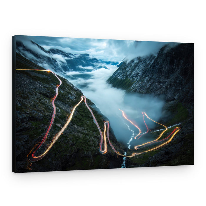 Winding Mountain Light Trails – Canvas Print