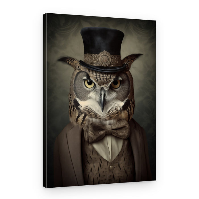 Dapper Owl Gentleman – Canvas Print